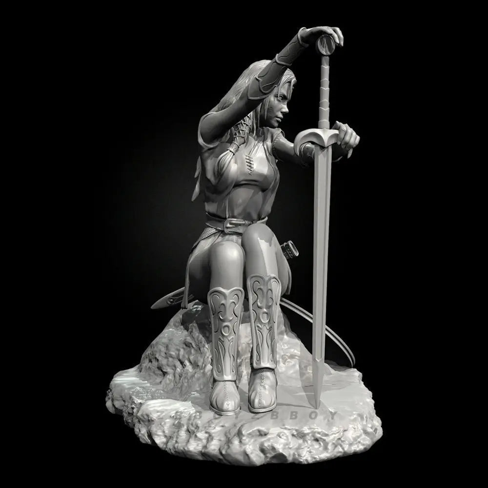 65mm Female Warrior Swordsman, Resin Model Figure Kit, Fantasy Theme, Unassembled and Unpainted