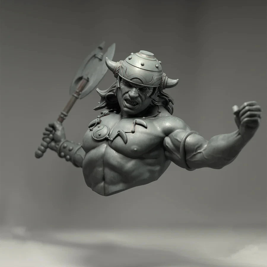 1/10 Horned Warrior, Resin Model Bust Kit, Fantasy Theme, Unassembled and Unpainted