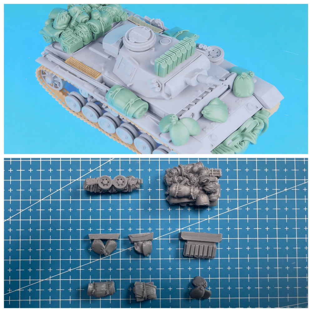 1/72 WWII Tank with Crew & Supply, 3 Figures, Resin Model Vehicle Kit, Unassembled and Unpainted