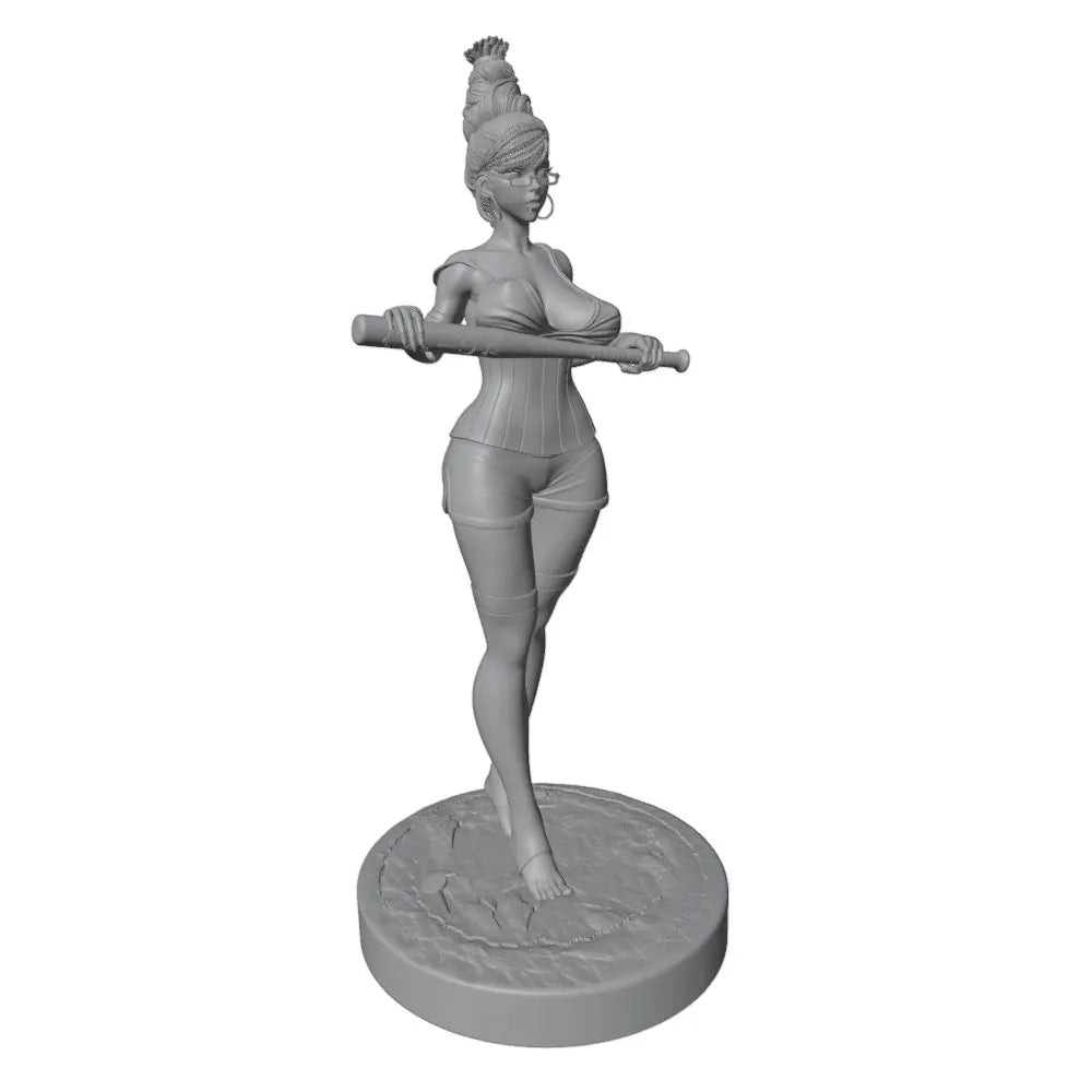 1/24 Female Warrior with Staff, Resin Model Figure Kit, Anime Theme, Unassembled and Unpainted