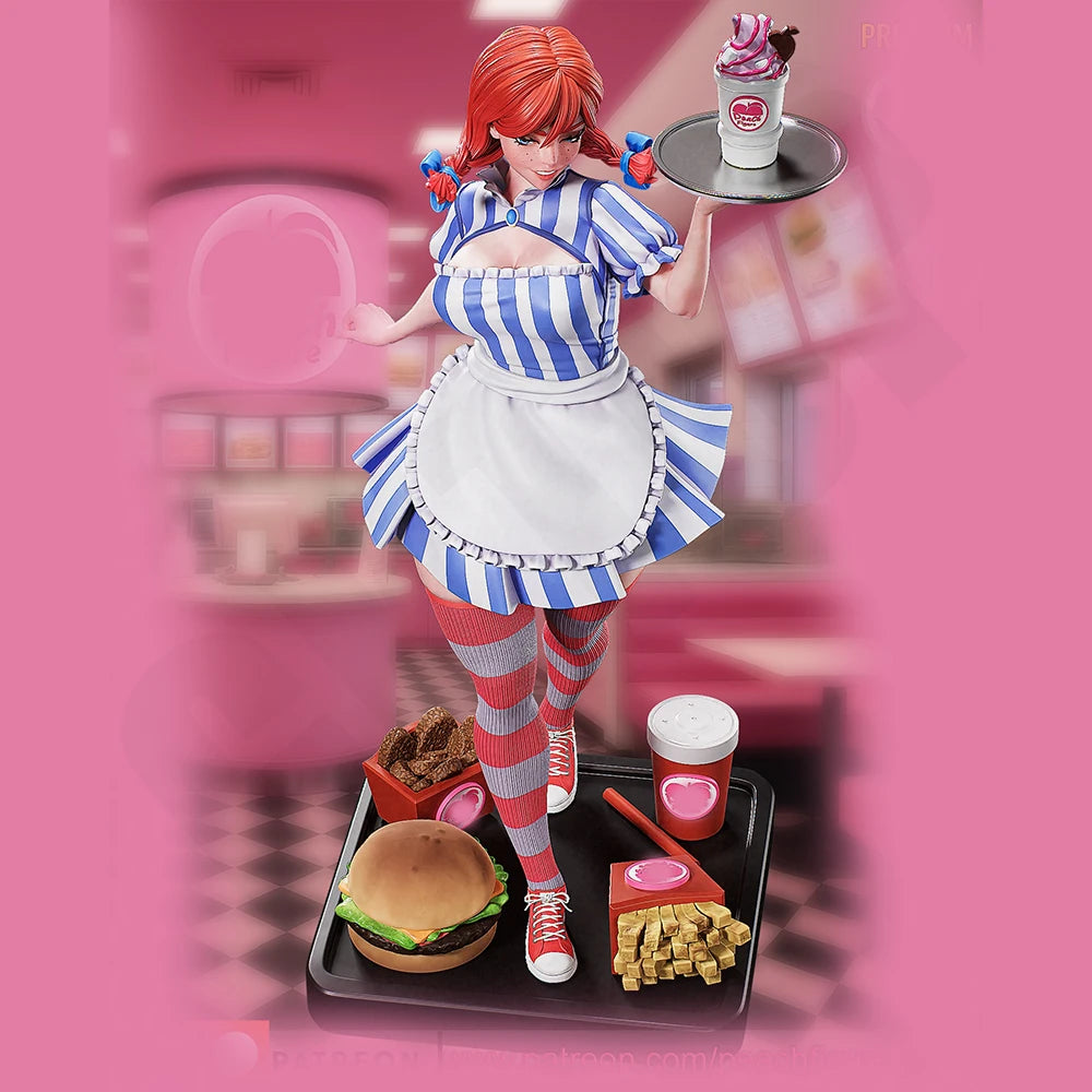1/24 Waitress Maid, Resin Model Figure Kit, Anime Theme, Unassembled and Unpainted