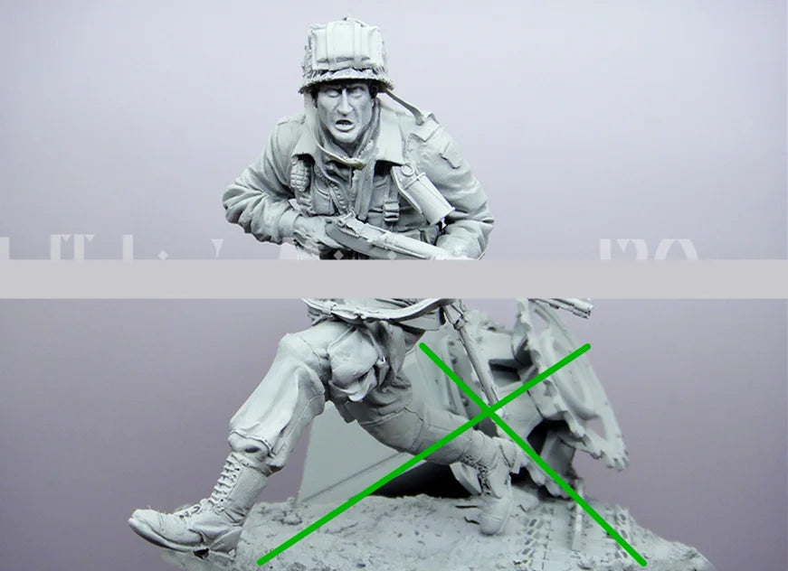 1/16 WWII German Infantryman Charging, Resin Model Figure Kit, Unassembled and Unpainted