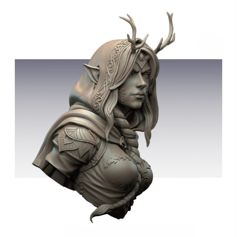 1/12 Elven Warrior Female, Resin Model Bust Kit, Fantasy Theme, Unassembled and Unpainted