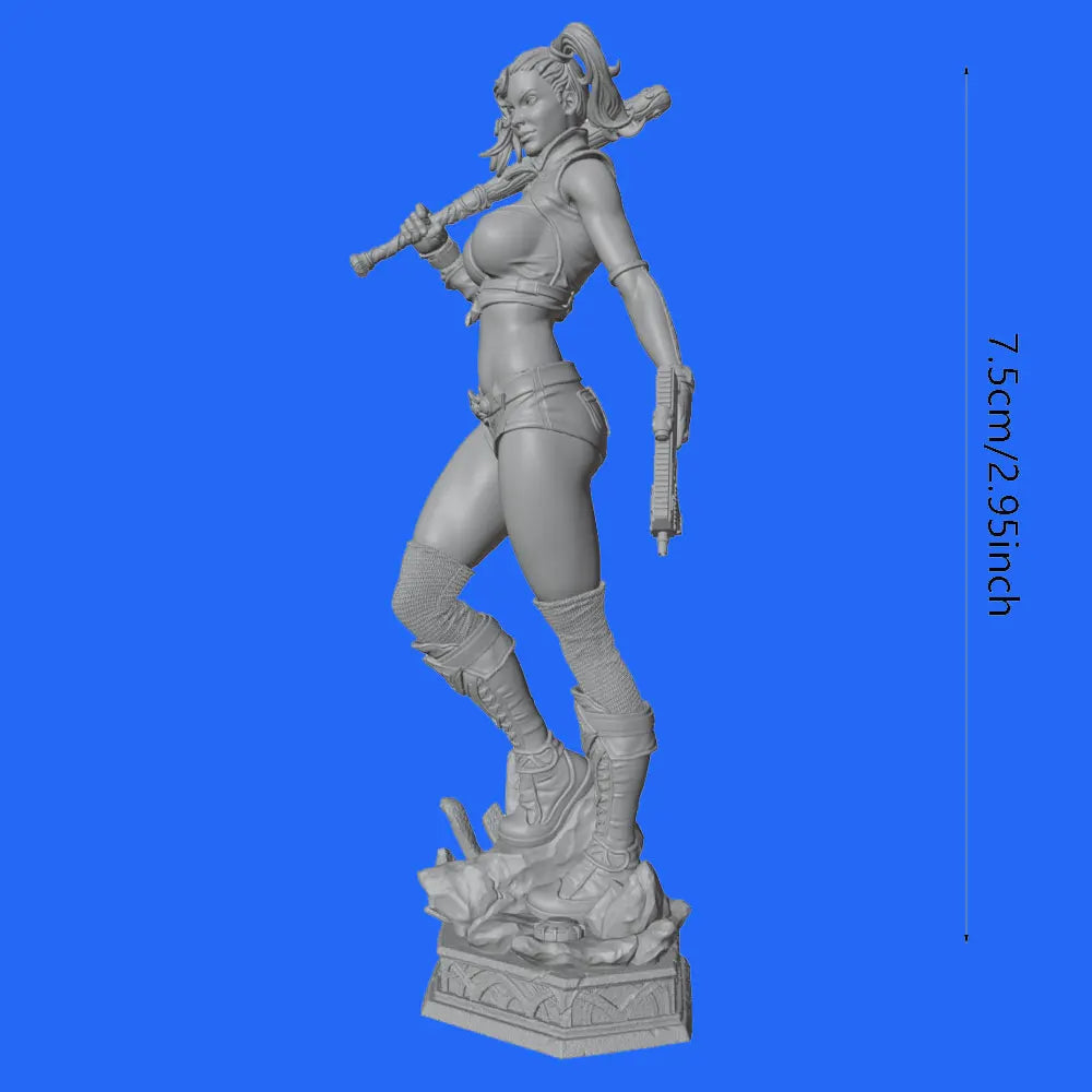75mm Tactical Female Fighter, Resin Model Figure Kit, Unassembled and Unpainted