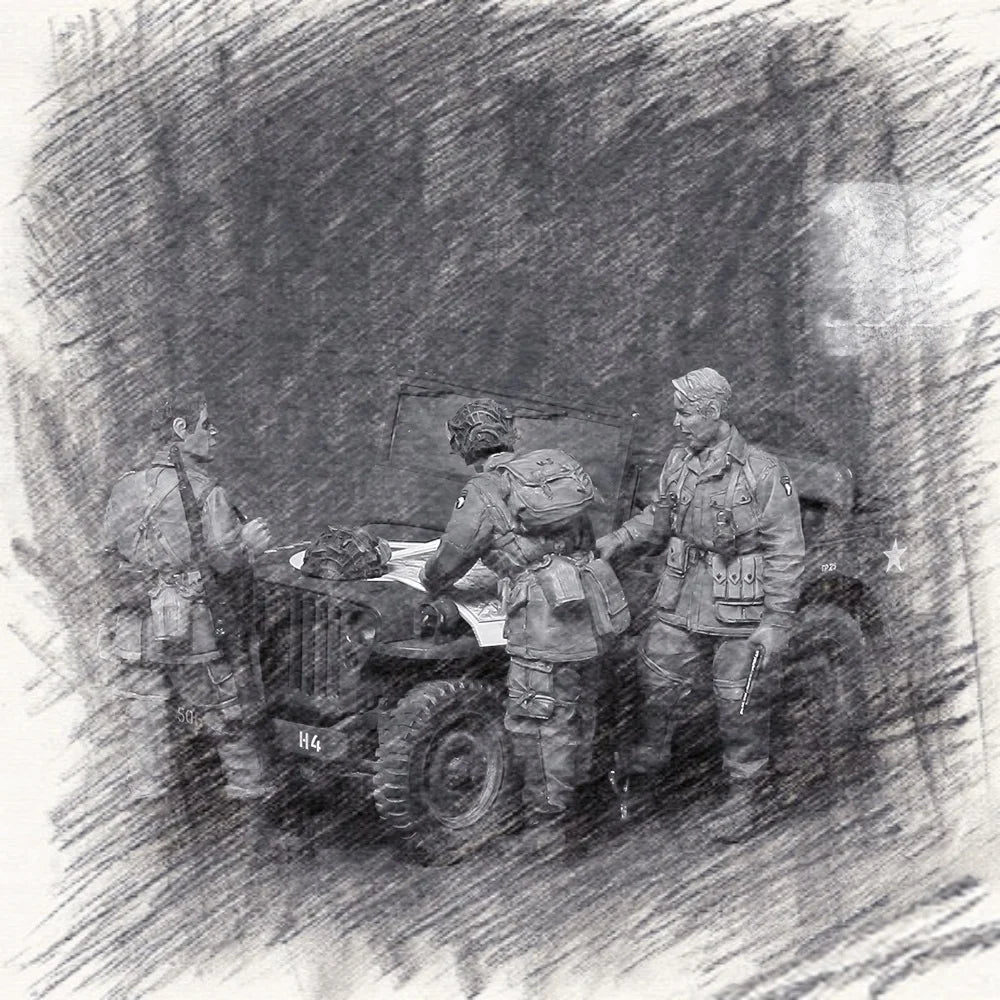 1/35 WWII Soviet Motor Infantry Squad, 3 Figures, Resin Model Figure Kit, Unassembled and Unpainted