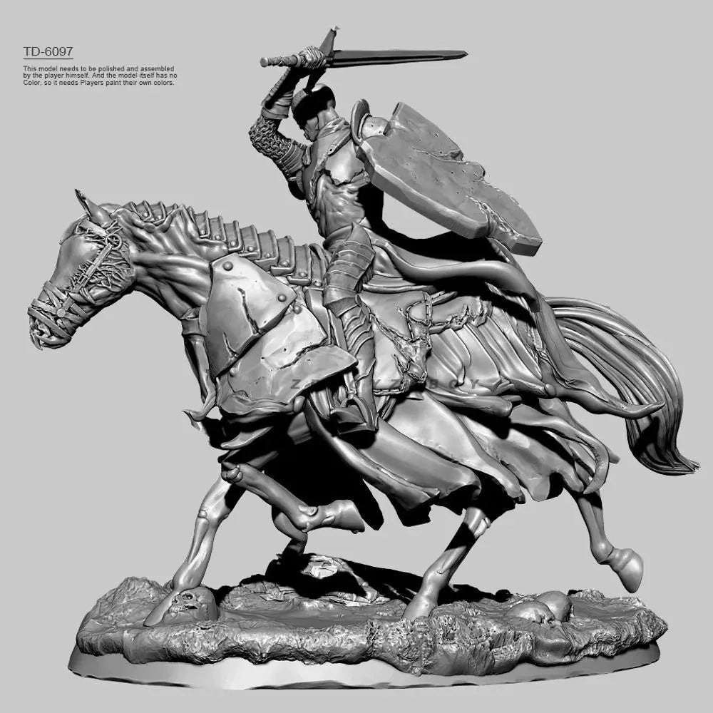 75mm Demon Knight on Horseback, Resin Model Figure Kit, Fantasy Theme, Unassembled and Unpainted