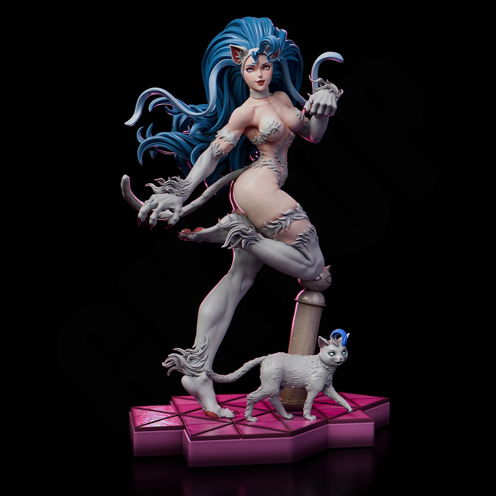 1/24 Beast Girl with Familiars, Resin Model Figure Kit, Fantasy Theme, Unassembled and Unpainted