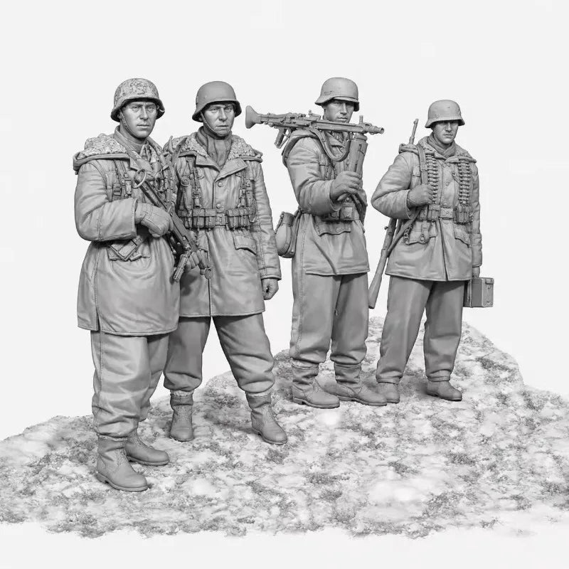 1/35 WWII German Winter Combat Squad, 4 Figures, Resin Model Figure Kit, Unassembled and Unpainted