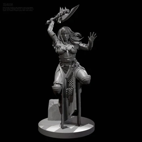 75mm Female Warrior with Polearm, Resin Model Figure Kit, Fantasy Theme, Unassembled and Unpainted