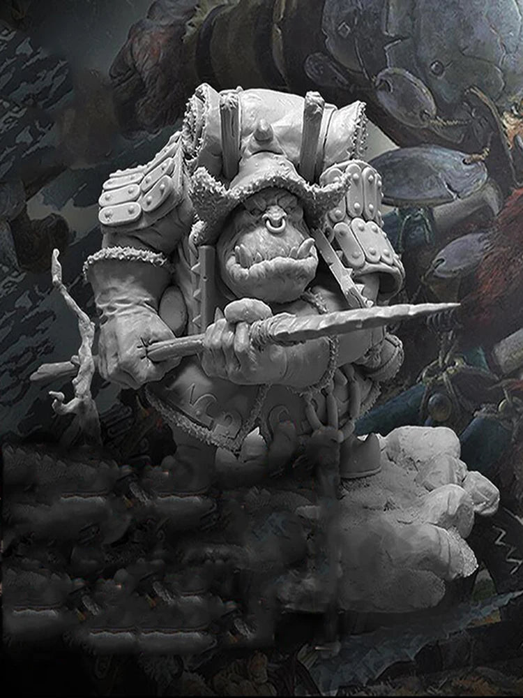 1/24 Medieval Orc Warrior in Ornate Scaled Armor, Resin Model Figure Kit, Unassembled and Unpainted