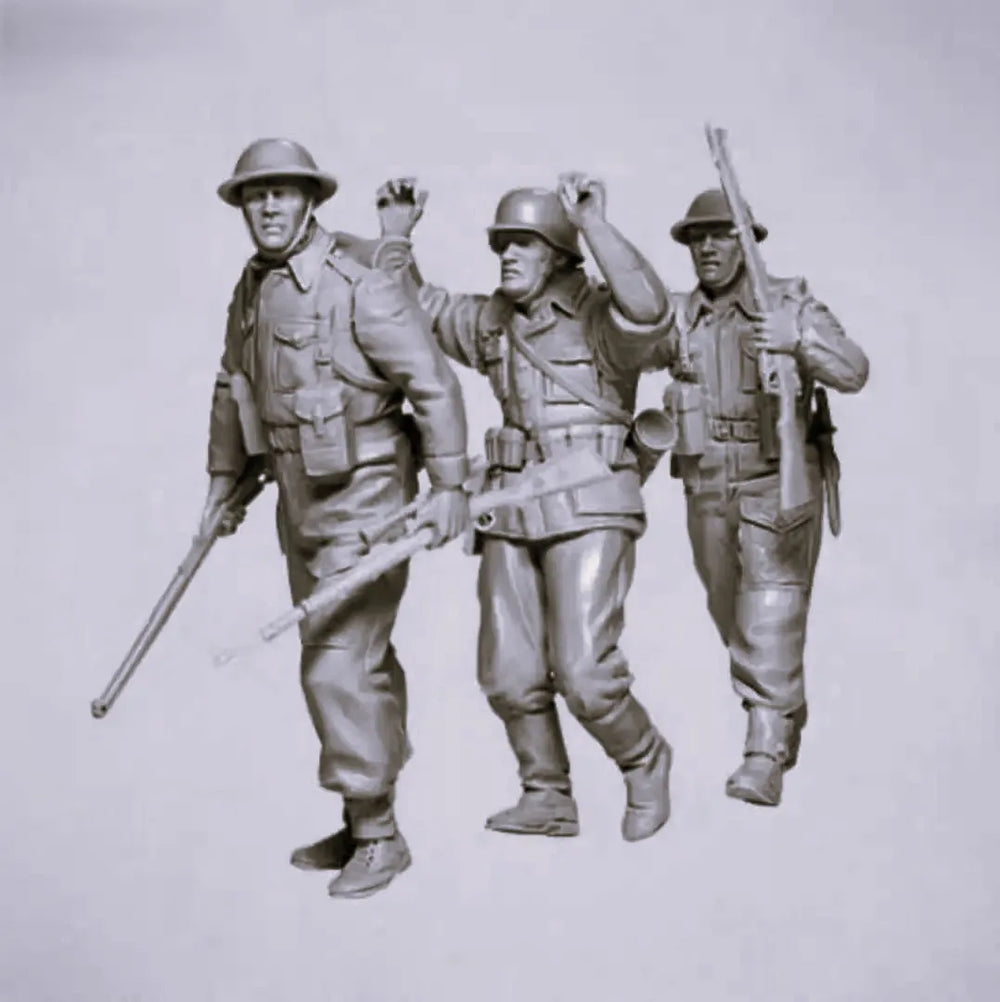1/35 WWI British Infantry Advancing with Rifles, 3 Figures, Resin Model Figure Kit, Unassembled and Unpainted