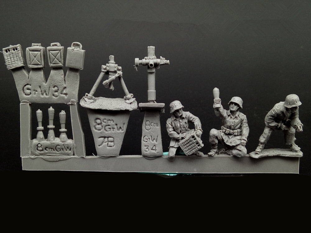 1/72 Modern Military Mortar Crew (3-Person), 3 Figures, Resin Model Figure Kit, Unassembled and Unpainted