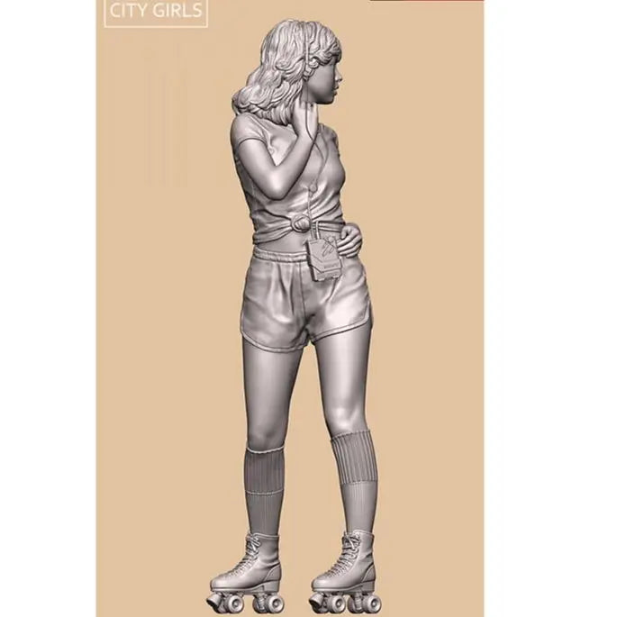 1/12 1980s Roller Skating Girl, Resin Model Figure Kit, Unassembled and Unpainted