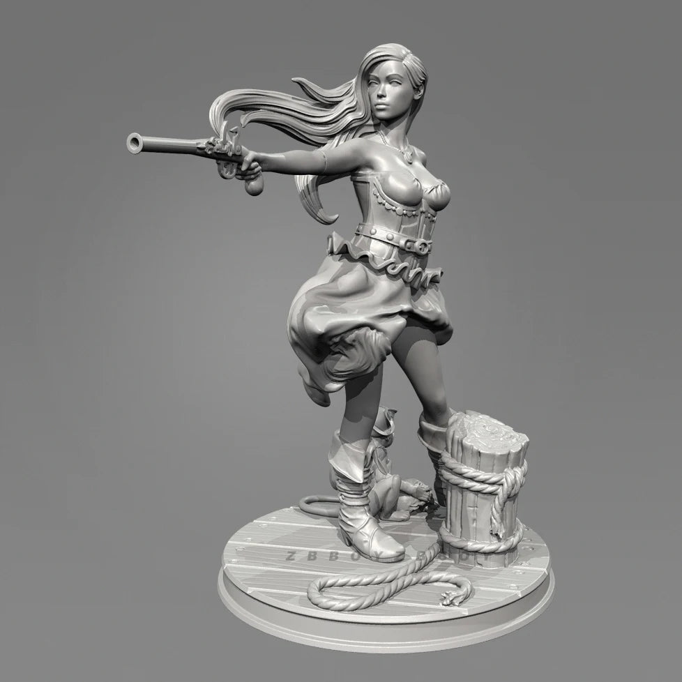 75mm Female Military Pinup, 3 Figures, Resin Model Figure Kit, Unassembled and Unpainted