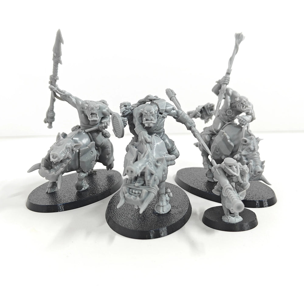 75mm Orc Boar Warriors, 11 Figures, Resin Model Figure Kit, Fantasy Theme, Unassembled and Unpainted