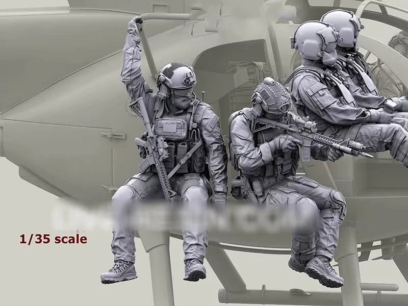 1/35 Modern Soldiers Helicopter Insertion, 9 Figures, Resin Model Figure Kit, Unassembled and Unpainted