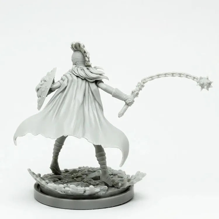 30mm Tribal Warrior with Spiked Mohawk Flail and Shield, Resin Model Figure Kit, Fantasy Theme, Unassembled and Unpainted