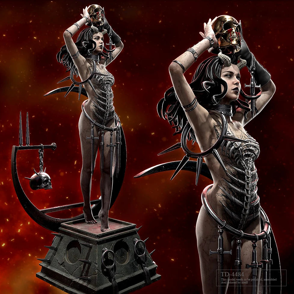 75mm Death-Themed Skeleton Female, Resin Model Figure Kit, Fantasy Theme, Unassembled and Unpainted