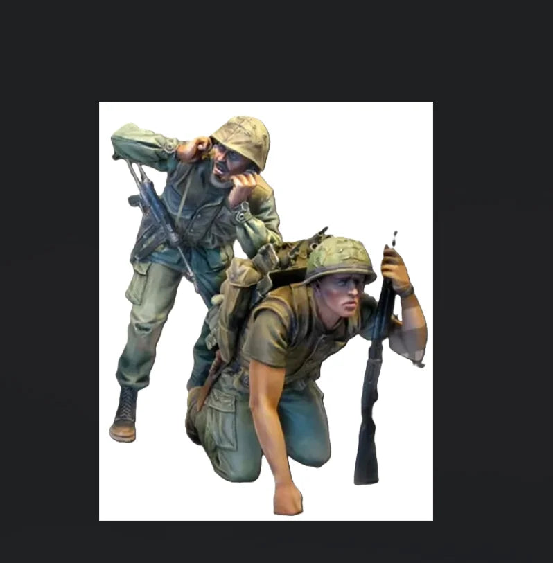 1/35 WWII American Infantry Squad Assaulting, 2 Figures, Resin Model Figure Kit, Unassembled and Unpainted