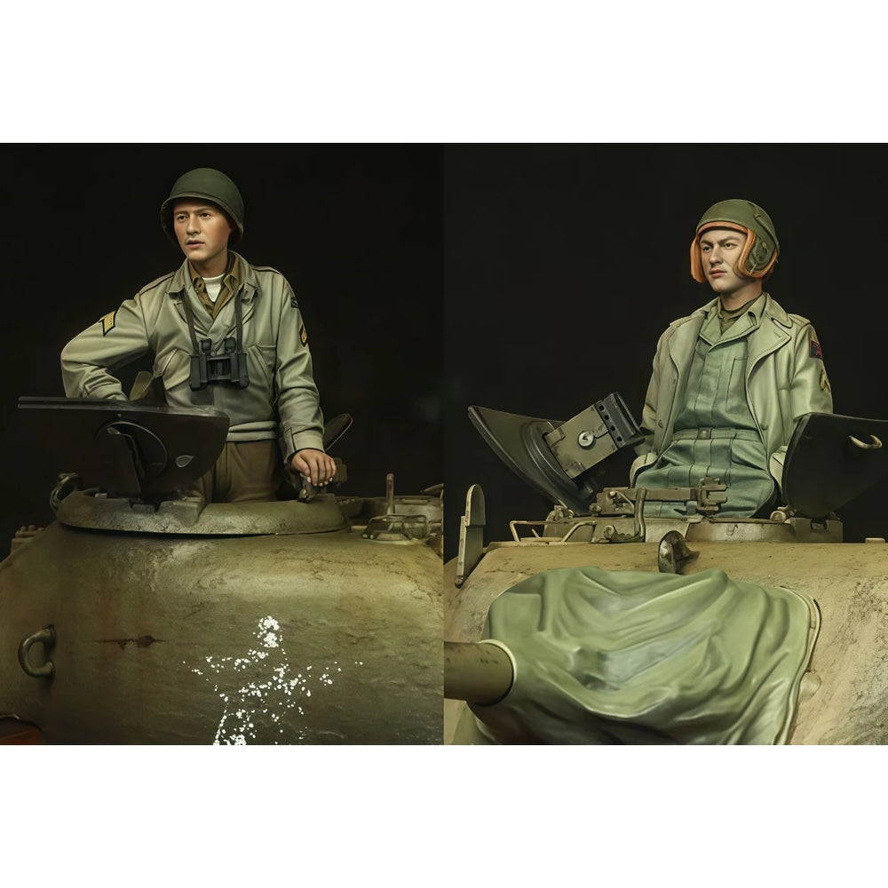 1/35 WWII US Army 3rd Armored Division, 4 Figures, Resin Model Figure Kit, Unassembled and Unpainted