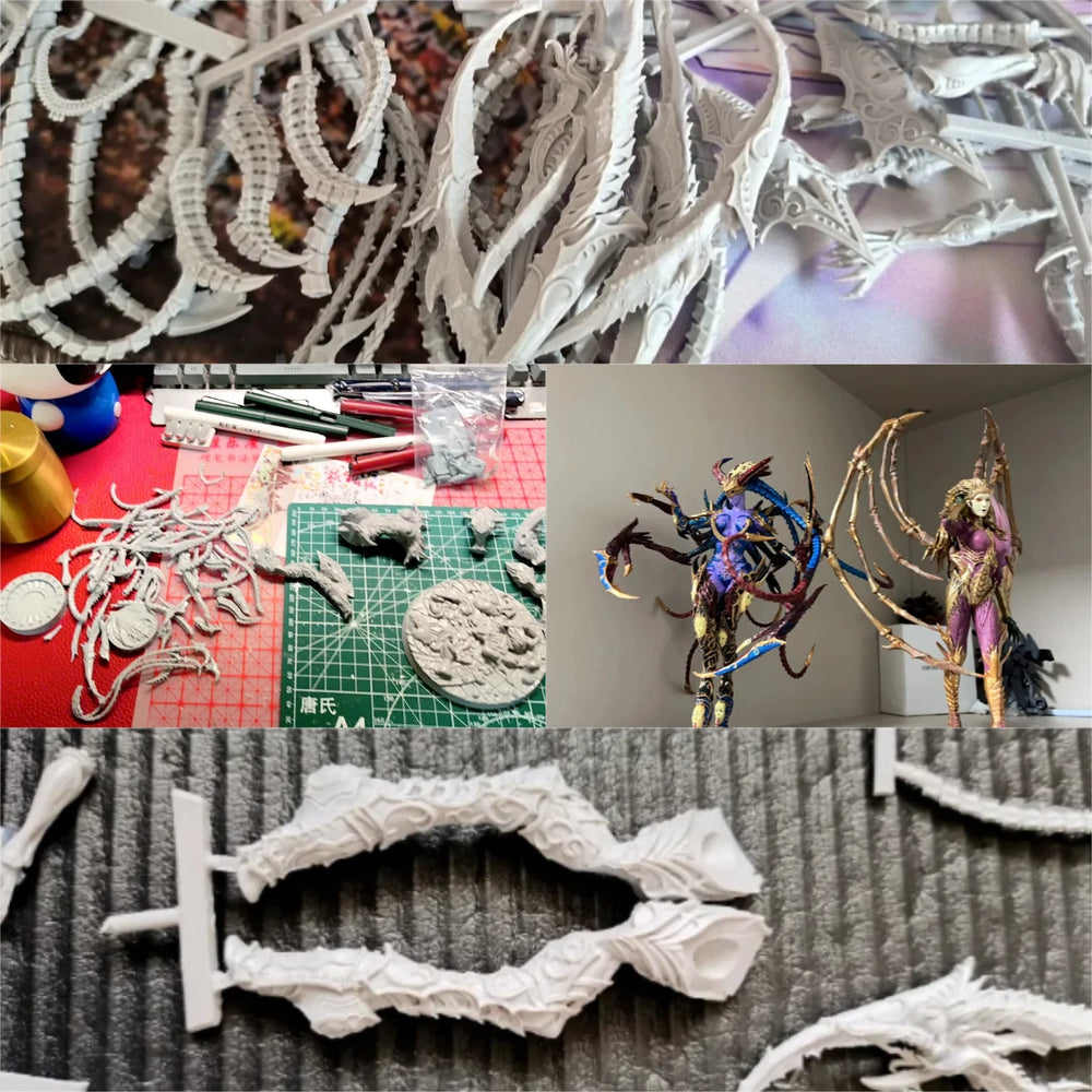 180mm Dark Fantasy Demonic Female Warrior, Resin Model Figure Kit, Fantasy Theme, Unassembled and Unpainted
