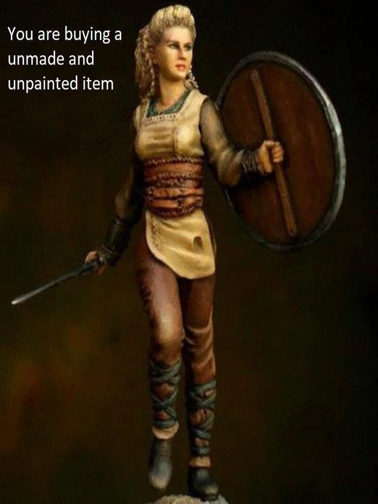 75mm Medieval Viking Shieldmaiden, Resin Model Figure Kit, Unassembled and Unpainted