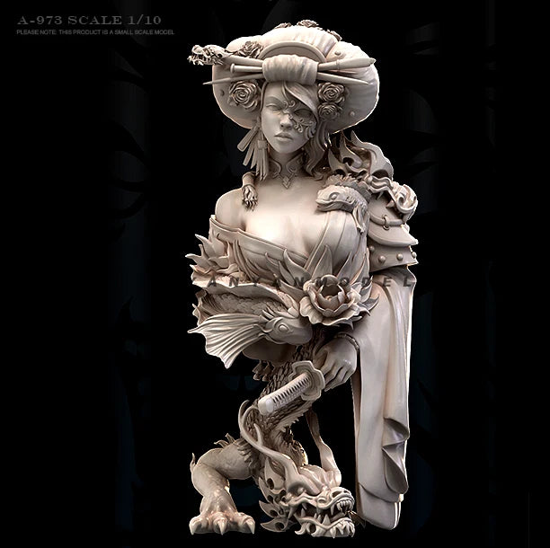 1/10 Ornate Female Fantasy, Resin Model Bust Kit, Fantasy Theme, Unassembled and Unpainted