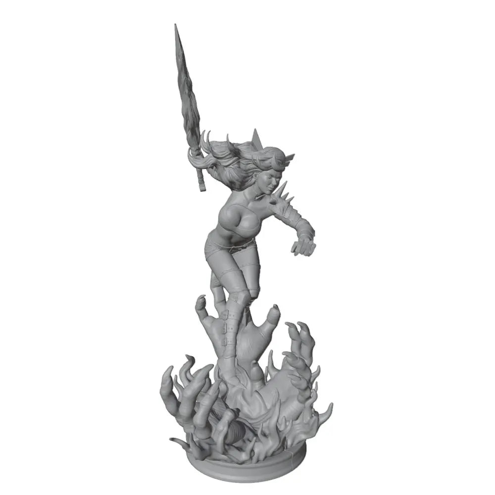 75mm Female Anime Demon Warrior, Resin Model Figure Kit, Anime Theme, Unassembled and Unpainted