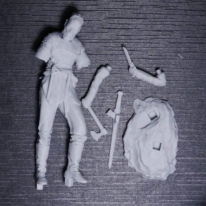 75mm Medieval Viking Swordsman in Combat Stride, Resin Model Figure Kit, Unassembled and Unpainted
