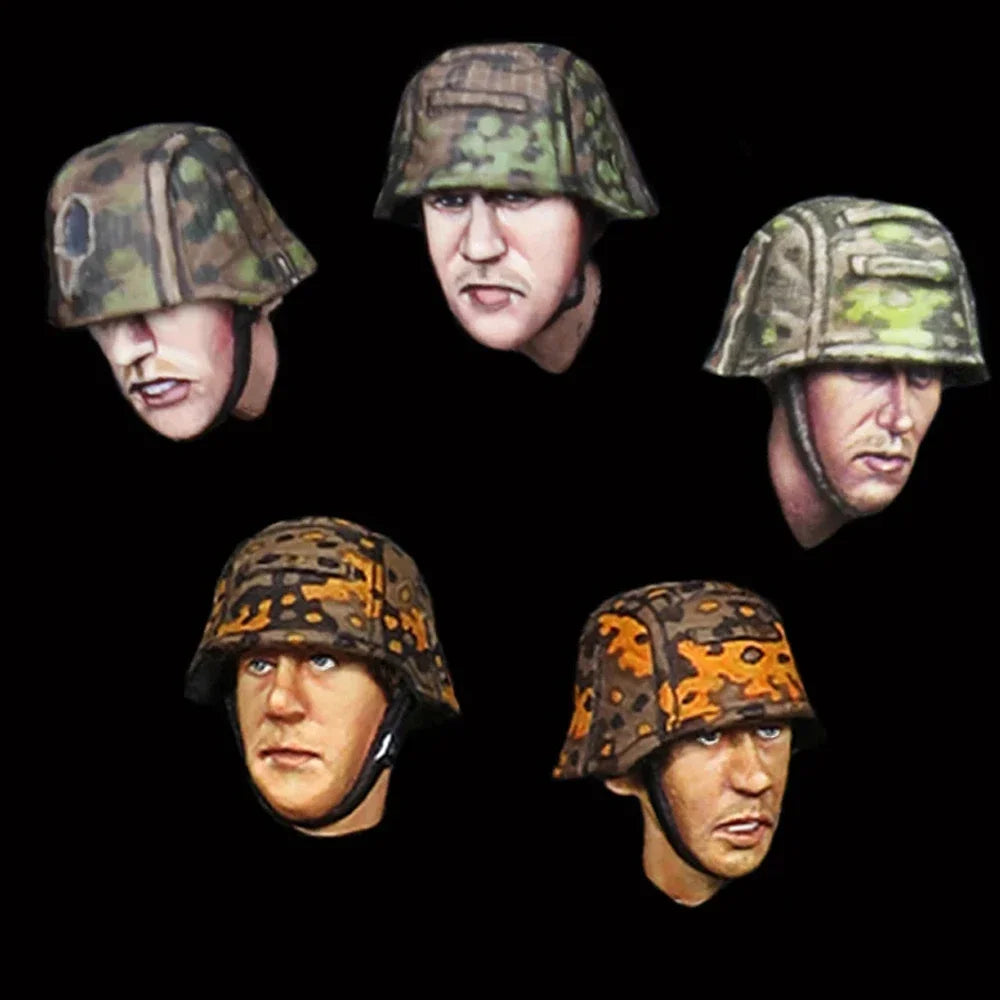 1/35 WWII German Infantry in Splinter Camouflage, 5 Figures, Resin Model Figure Kit, Unassembled and Unpainted