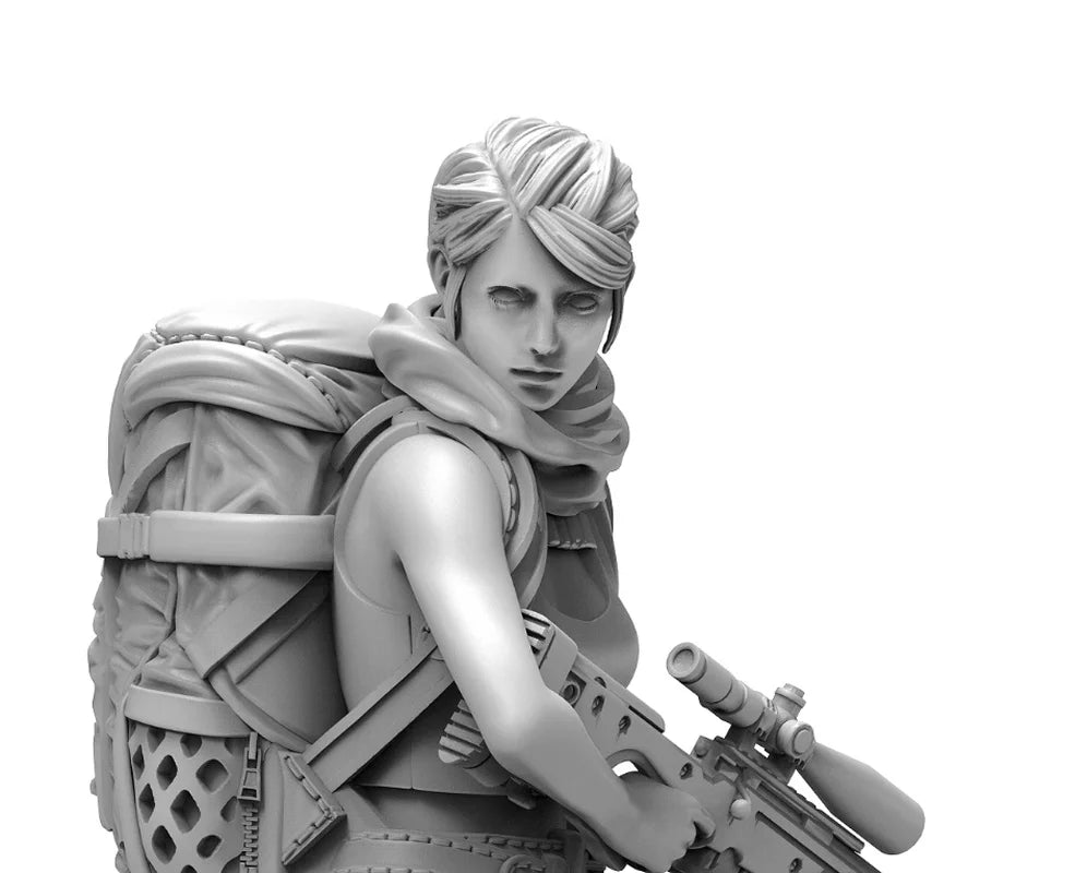 1/35 Modern Female Tactical Sniper Kneeling Stance, Resin Model Figure Kit, Unassembled and Unpainted
