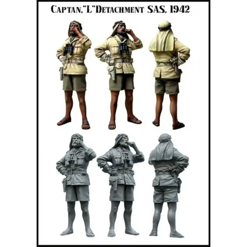 1/35 WWII British SAS Captain North Africa, Resin Model Figure Kit, Unassembled and Unpainted