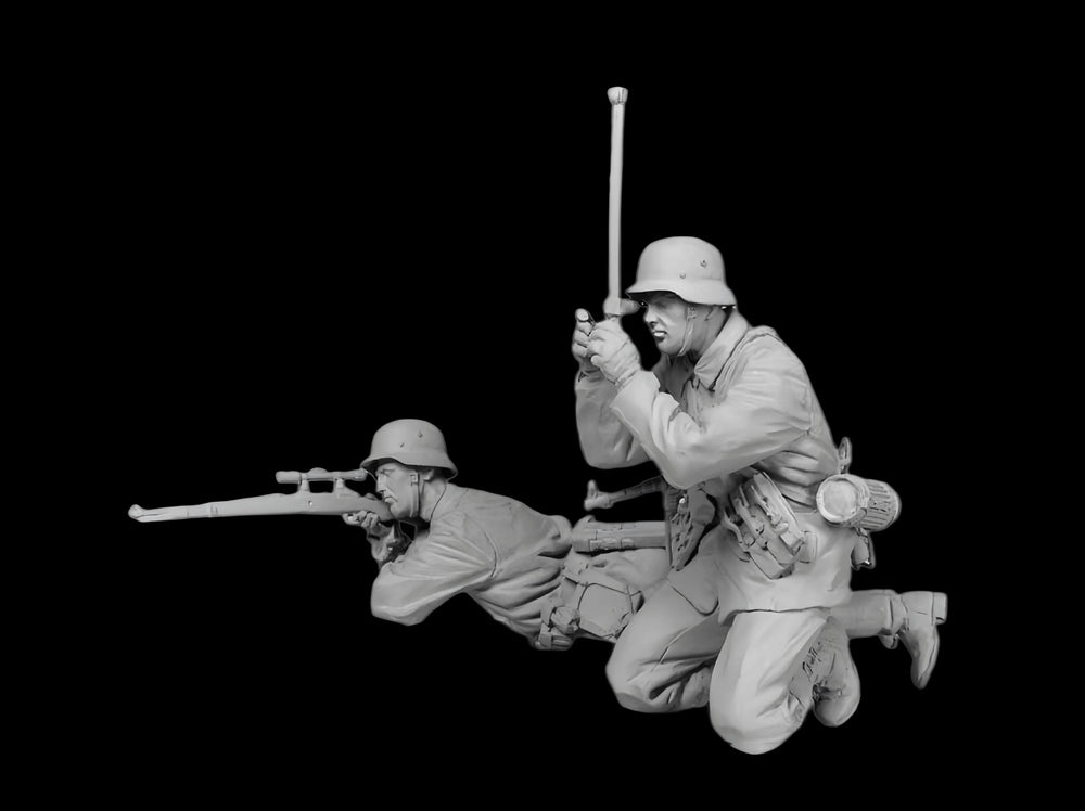 1/35 WWII German Sniper Team, 2 Figures, Resin Model Figure Kit, Unassembled and Unpainted