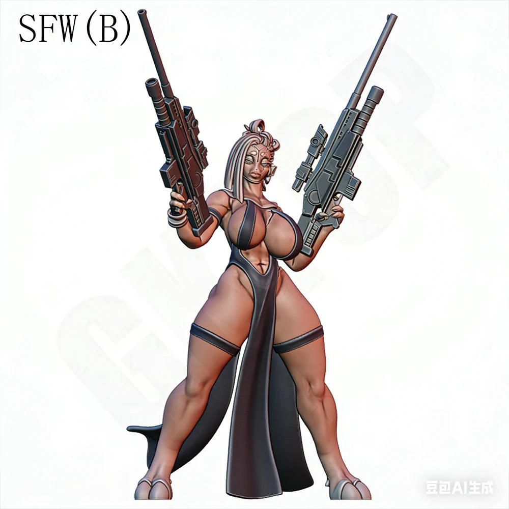 1/24 Sci-Fi Female Sniper, Resin Model Figure Kit, Unassembled and Unpainted