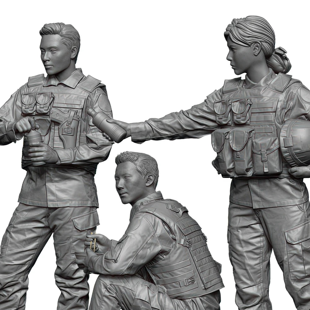 1/35 Modern Tactical Squad with Chest Rigs, 3 Figures, Resin Model Figure Kit, Unassembled and Unpainted