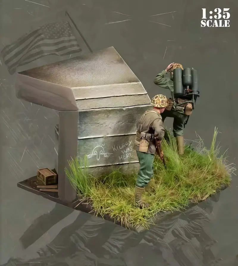 1/35 WWII USMC Bunker Defense, 5 Figures, Resin Model Diorama Kit, Unassembled and Unpainted