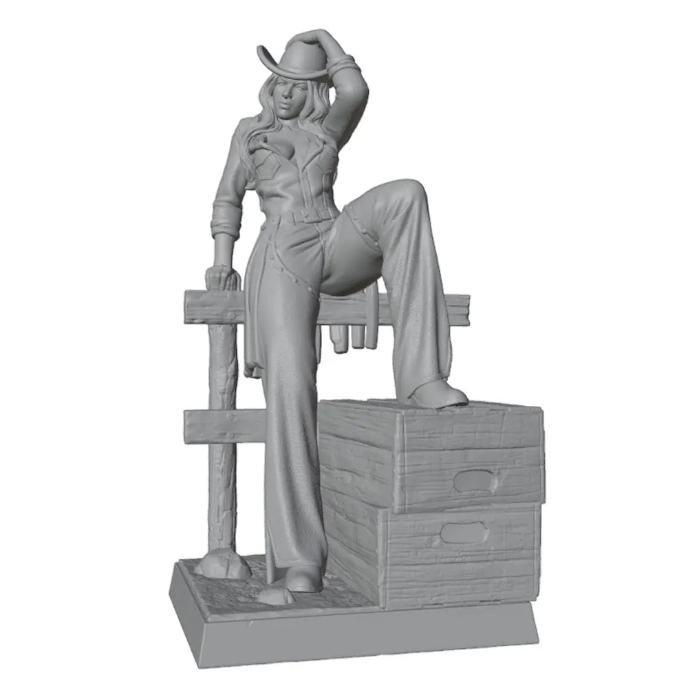 75mm Western Cowboy Girl, Resin Model Figure Kit, Anime Theme, Unassembled and Unpainted