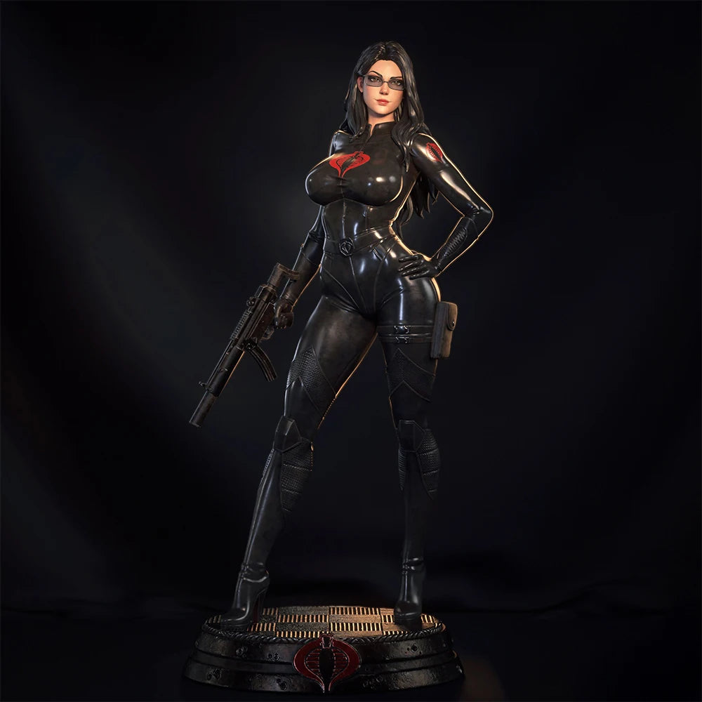 1/24 Black Tactical Commando with Rifle, Resin Model Figure Kit, Sci-Fi Theme, Unassembled and Unpainted