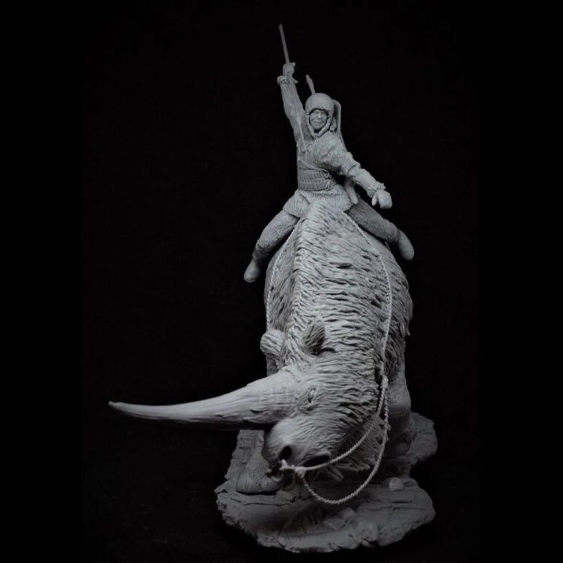 1/32 Medieval War Elephant Warrior, 2 Figures, Resin Model Figure Kit, Unassembled and Unpainted