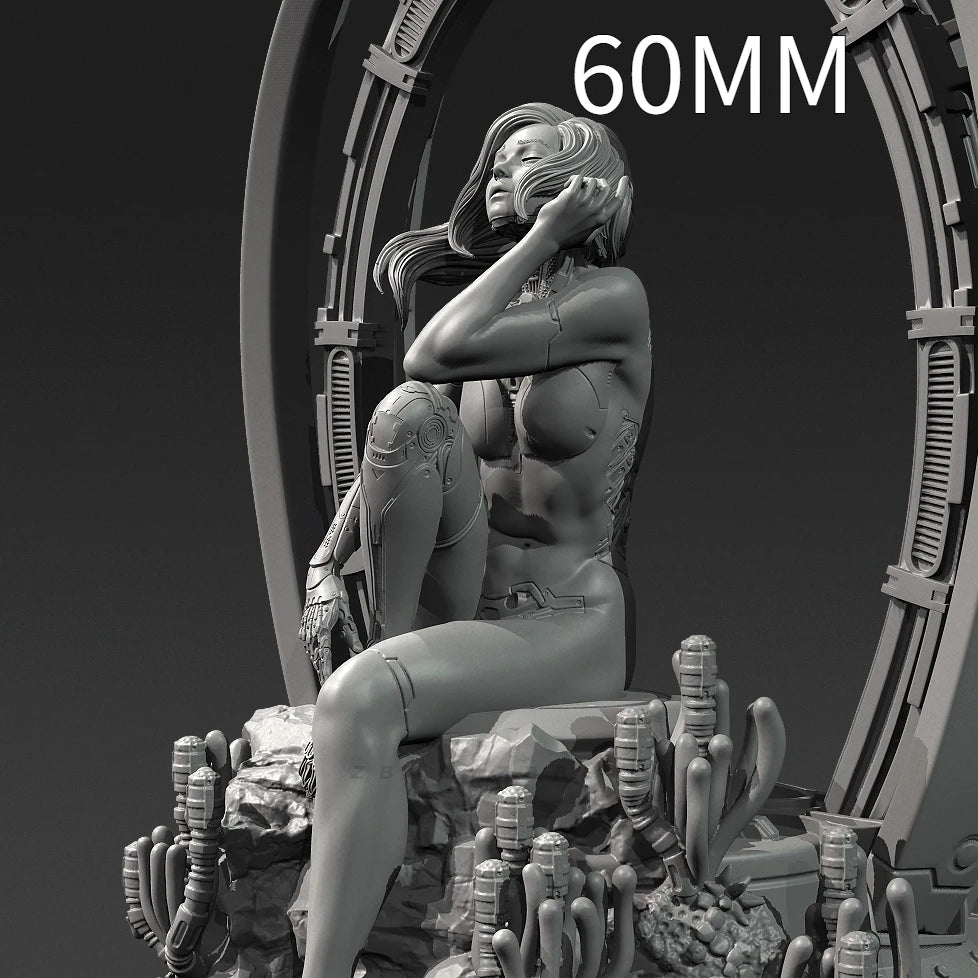 80mm Mechanical Girl, Resin Model Figure Kit, Unassembled and Unpainted