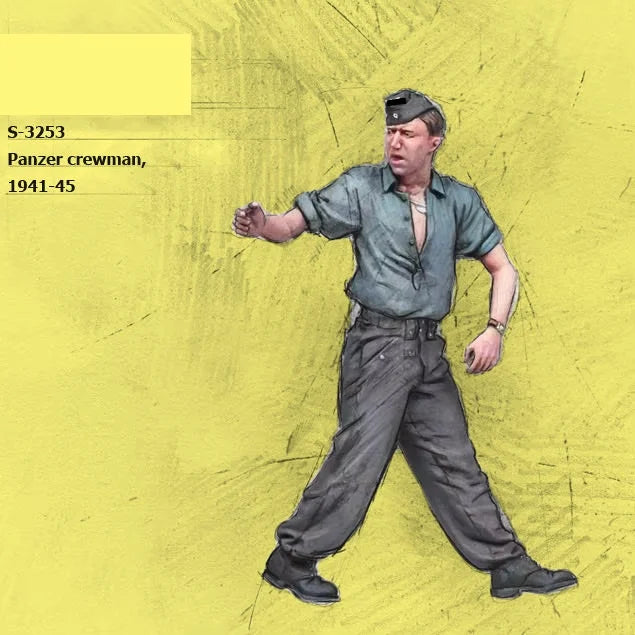 1/35 WWII German Soldier in Work Shirt Gesturing, Resin Model Figure Kit, Unassembled and Unpainted