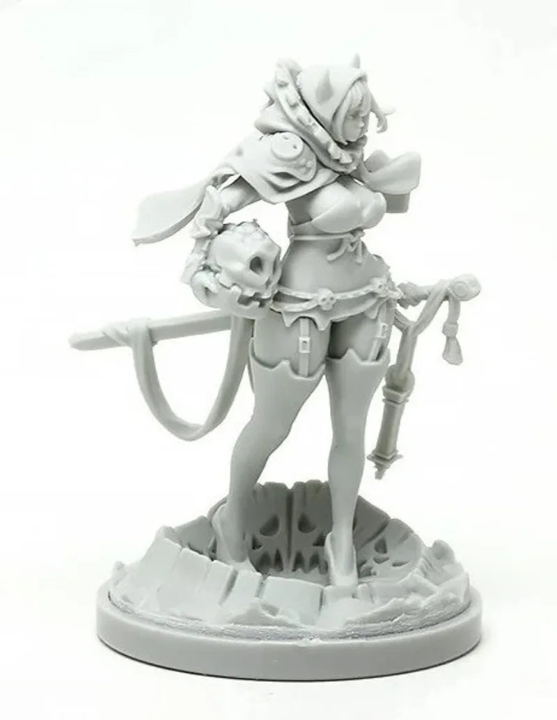 30mm Sorceress with Skull and Whip, Resin Model Figure Kit, Fantasy Theme, Unassembled and Unpainted