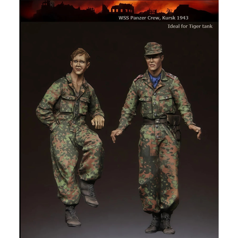 1/35 WWII German Tiger Tank Crew Kursk 1943, 2 Figures, Resin Model Figure Kit, Unassembled and Unpainted