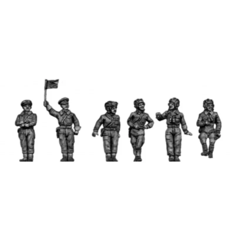 1/72 WWII Soviet Tank Crew with Commander, 6 Figures, Resin Model Figure Kit, Unassembled and Unpainted