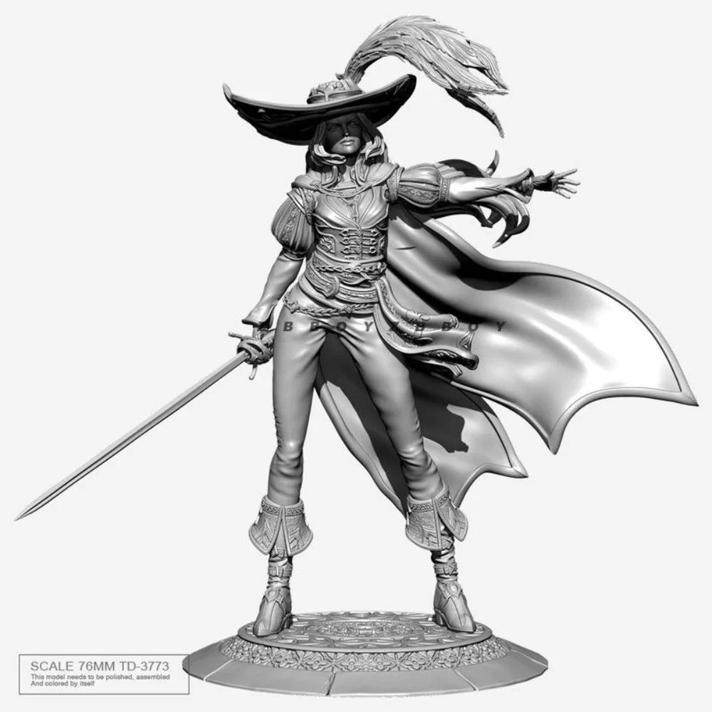 76mm Female Pirate Swordsman, Resin Model Figure Kit, Fantasy Theme, Unassembled and Unpainted