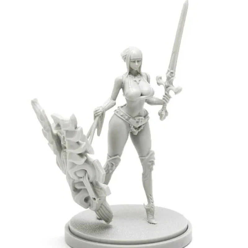 30mm Female Paladin Warriors, 2 Figures, Resin Model Figure Kit, Fantasy Theme, Unassembled and Unpainted