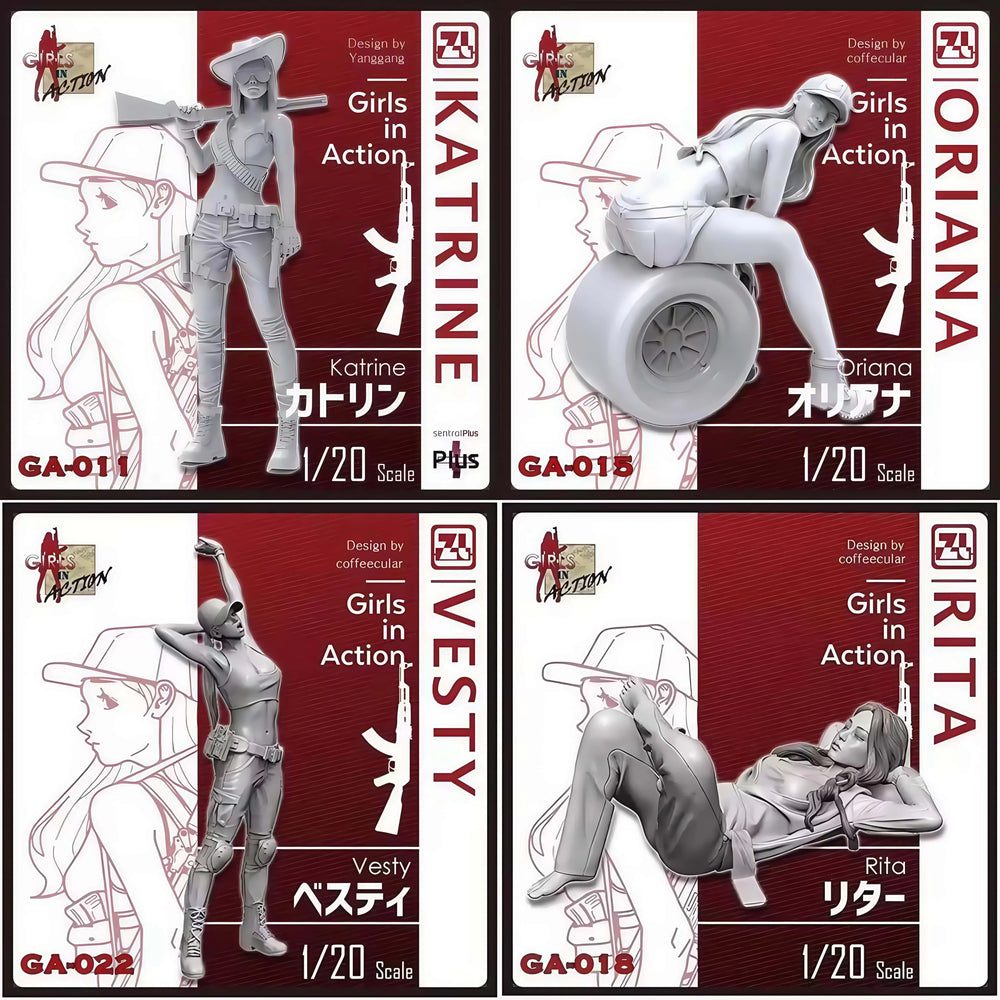 1/20 Modern Female Tactical Operators, 4 Figures, Resin Model Figure Kit, Unassembled and Unpainted
