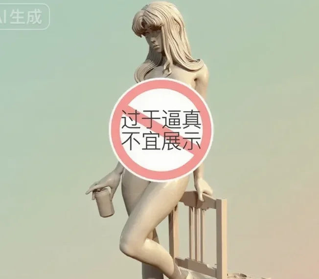 75mm Barefoot Female Pin-up Leaning on Chair, Resin Model Figure Kit, Unassembled and Unpainted