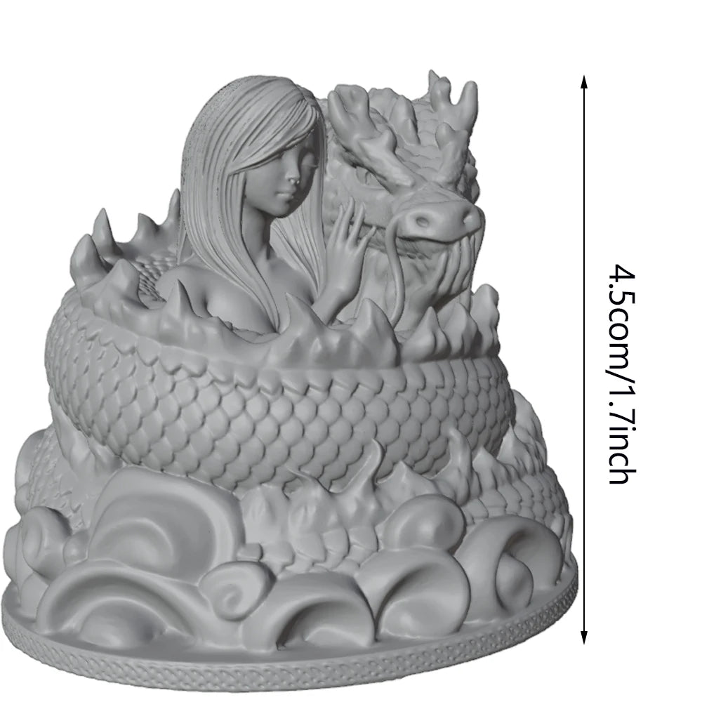 1/24 Medieval Fantasy Female & Dragon, Resin Model Bust Kit, Unassembled and Unpainted