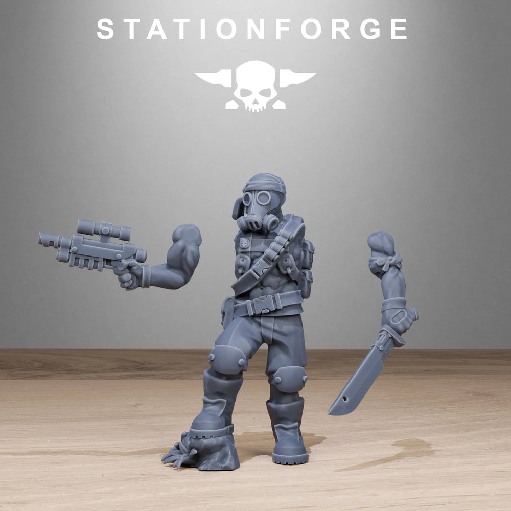 GrimGuard Jungle Fighters, 8 Figures, Resin Model Figure Kit, Sci-Fi Theme, Unassembled and Unpainted
